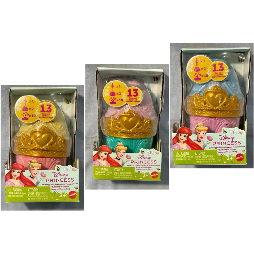 NEW Set of 3 Disney Princess Easter Eggs w/ Surprise Doll 2 Skirts 10 Surprises